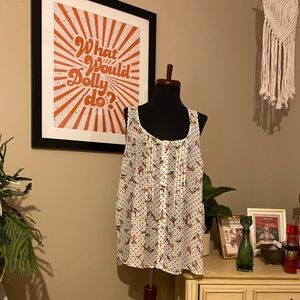 Torrid Bird Flutter Chiffon Tank sz 0